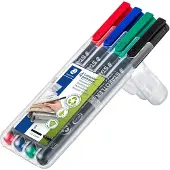 Staedtler Lumocolor - Markør - permanent - svart, rød, blå, grønn - 2.5 mm - bred (en pakke 4)