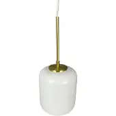 Dyberg Larsen Hengelampe Silvia, Ø 15 cm, opal/messing, glass