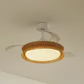 LUCANDE LED-vifte Lineta, hvit, tau, Ø 103 cm, stillegående