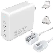 4smarts Flex Pro - Travel Edition - USB-C-strømadapter - GaN - AC 100-240 V - 200 watt - utgangskontakter: 4 - hvit