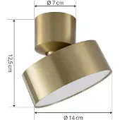 LINDBY LED-spotlight Nivoria, Ø 14 cm, gullfarget, svingbar