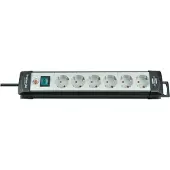 Brennenstuhl Premium-Line 6-veis svart/lysegrå, 3 m, med bryter