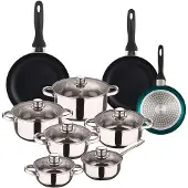 Wellhome Pk8180 Kasserollesett Med Stekepanner 15 Stykker