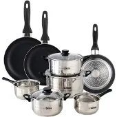 Wellhome Pk8179 Kasserollesett Med Stekepanner 11 Stykker
