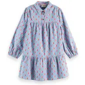 Scotch & Soda Cotton Flannel Printed Kjole Med Lange Ermer