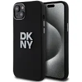 DKNY -etui i flytende silikon med metallogo iPhone 15/14/13 - svart
