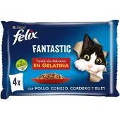 Purina Felix Fantastic Kjøttfest 4x85g Kattesnacks 12 Enheter