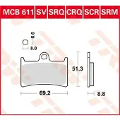 TRW Carbon Race Longlife Yamaha Yzf-r1 1000 98 Sintrede Bremseklosser