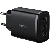 Baseus kompakt hurtiglader CCXJ020101, 3x USB, 17W - Svart