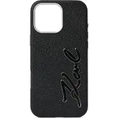 Karl Lagerfeld FW-etui med strukturert signaturlogo til iPhone 16 Pro Max – svart