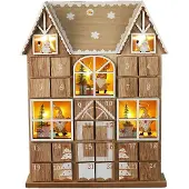 Wellhome Led-adventskalender I Kryssfiner Med Eskesett Og Lys