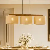 TK Lighting Pendellampe Juta, 3 lyskilder, bjelkeform