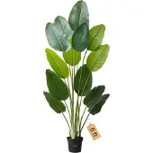 Vevor Kunstig Paradisfugl 1829 mm høy, Falske tropiske planter med 13 stammer og hvit potte, Kunstig silketre, Store trær for hjemmekontor, stue, innendørs og utendørs