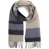 Profuomo Skjerf i Ull Colourblock Flerfarget Beige Grå Blå