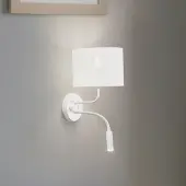 Duolla Vegglampe, hvit, stoff, leselampe