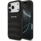 Mercedes AMG Leather Debossed Lines Logo Case for iPhone 17 Pro - Svart