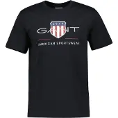 Gant for man. 2003199 T-shirt with black shield (S), Casual, Cotton, Short sleeve