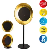 Näve LED-batteridrevet bordlampe Solan, svart/gull, solenergi, IP54