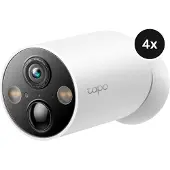 TP-LINK Tapo C425 4-Pack, IP-sikkerhetskamera, Utendørs, Trådløs, Tak/Vegg, Hvit, Kule (form)
