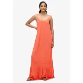 Superdry for woman. W8011955A Long orange strapless dress (XS), Casual, Party, Viscose, Sleeveless / Straps