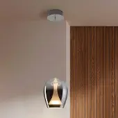 Schuller Valencia LED-hengelampe Suspiro, Ø 18 cm, kromfarget/røykgrå, glass