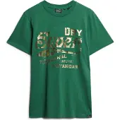 Superdry for man. M1011901A Workwear green metallic graphic T-shirt (S), Casual, Cotton, Short sleeve