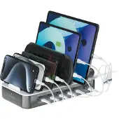 4smarts Charging station Team 100W 1x USB-A port 5x USB-C ports includes 6 cables space grey