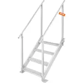 Vevor Dørstige 4 trinn, Dørtrapp 30''-38'' justerbar høyde, 500 lbs lastekapasitet, aluminiums pontongbåtstige med doble rekkverk og sklisikker pedal for skip/innsjø/basseng/marinebording