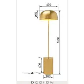 Kare gulvlampe Loungy, gullfarget, metall, 160 cm, E27