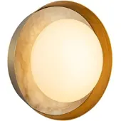 Quintiesse LED-vegglampe ALONSO, messing, Ø 22 cm Metall/glass/alabast