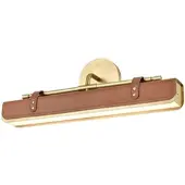 Quintiesse LED-vegglampe VALISE, brun/gammel messing, 50 cm, kunstlær