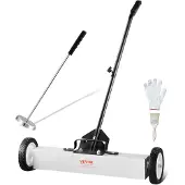 Vevor 24-tommers magnetisk feiemaskin med hjul, 23 kg kapasitet, med teleskopisk magnetisk oppsamlingsverktøy, justerbart håndtak, magnetisk oppsamlingsfeiemaskin for å plukke opp spiker og skruer, fo
