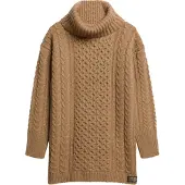 Superdry for woman. W8011743A Brown braided knitted dress (S), Casual, Acrylic, Long sleeve