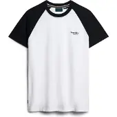 Superdry for man. M1011838A Essential white organic cotton baseball jersey (L), Casual, Short sleeve
