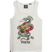 Superdry for woman. W6012044A Sleeveless top with wide round neckline and white Neo Trad tattoo (M), Casual, Cotton, Sleeveless / Straps