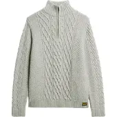 Superdry for man. M6110639A Half-zip braided knitted jumper Jacob grey (S), Casual, Acrylic, Sustainable
