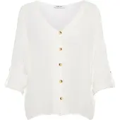 Pieces Sanne Fold-up 3/4 Erme Bluse