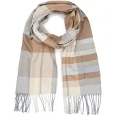 Suitable Skjerf Softfeel Rutete Off-white Grå Beige