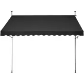 Vevor 138 x 47" terrassemarkise uttrekkbar, markise solskjerm med manuell sveiv, utendørs terrassetak, justerbar høyde fra 86 til 122 tommer, for terrasse/balkong/hage, svart