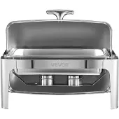 Vevor Roll Top Chafing Dish Buffet komplett sett, 9qt rustfritt stål chafer med full størrelse panne, rektangulær cateringvarmer med lokk vannpanne sammenleggbar stativ drivstoffholder måltidsklips, s