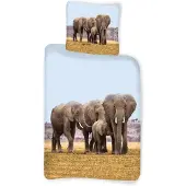 MCU Elefant sengetøy - 100% bomull - Barnesengetøy 140x200 cm - Elefantfamilie