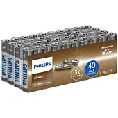 Philips Alkaline AAA-batterier - 40-pakning