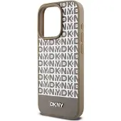 DKNY MagSafe-etui i lær med trykt mønster og metallogo for iPhone 15 Pro - Brun