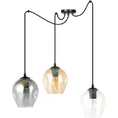 Emibig Pendellampe Starla, glass grafit/amber/klar, 3 lyskilder, desentral