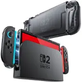 Supcase Crystal-deksel for Nintendo Switch 2 - transparent svart