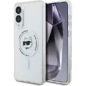 Karl Lagerfeld Button Choupette Head MagSafe-etui med trykt logo for Samsung Galaxy S25 Edge - Hvit