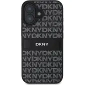 DKNY Pu Leather Repeat Pattern Tonal Stripe Iphone 16 Plus Telefondeksel