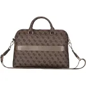 GUESS 4G Laptop-veske med glidelåslomme og trekantlogo 15" - brun