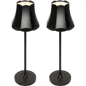 QAZQA Sett med 2 retro bordlamper svart oppladbar IP44 - Granny