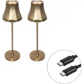 QAZQA Sett med 2 Retro bordlamper roségull oppladbar IP44 - Granny